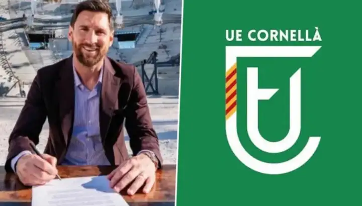 Lionel Messi sonriente ante la compra del club UE Cornellá.