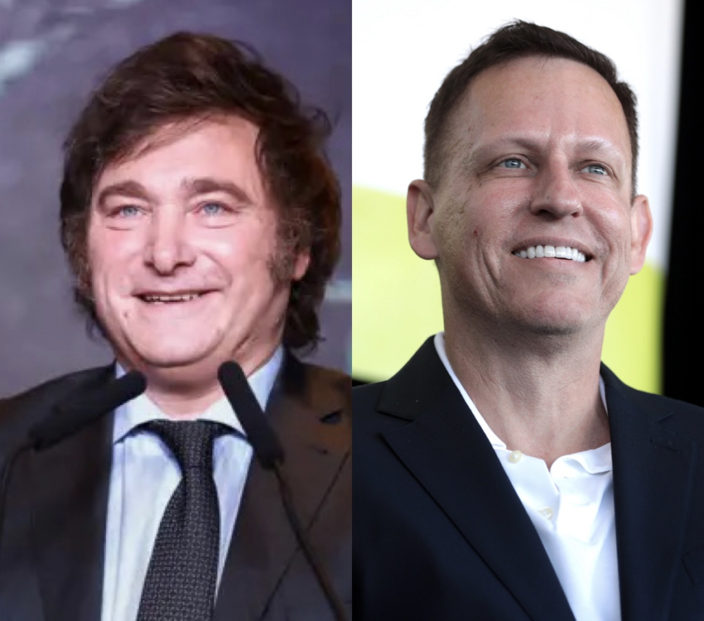 Javier Milei recibe a Peter Thiel en la Casa Rosada durante una reunión enfocada en inversiones tecnológicas y desarrollo económico.