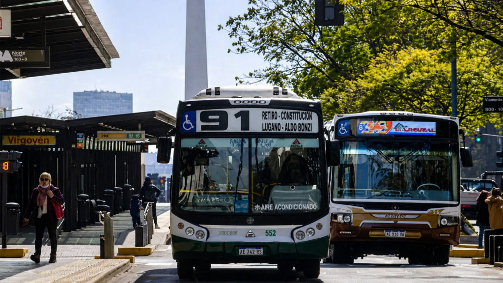 Pasajeros esperan el colectivo en una parada del AMBA tras el anuncio de un nuevo aumento en las tarifas del transporte público.